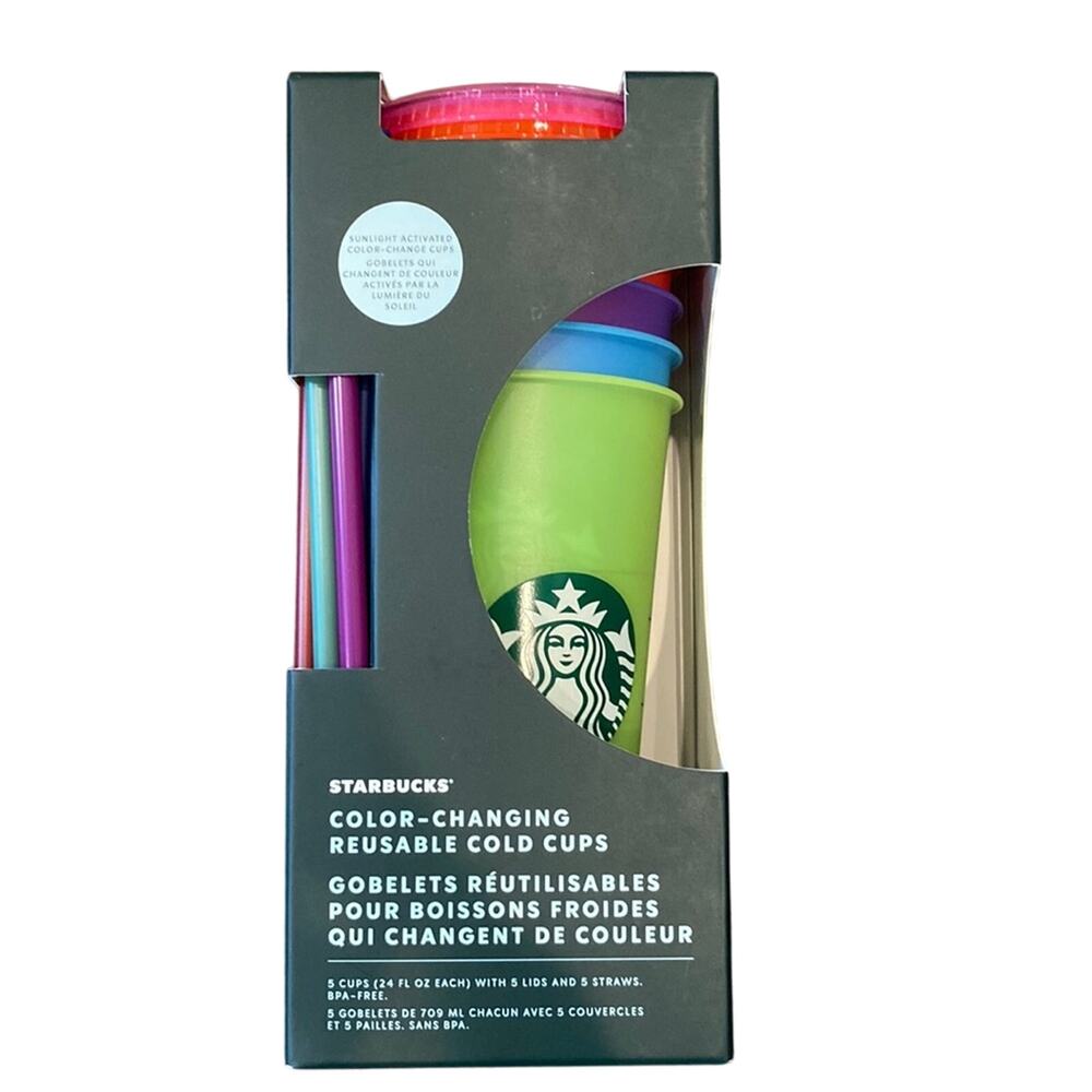 NWT STARBUCKS Color Changing Cold Cups Sunlight UV Activated 2022